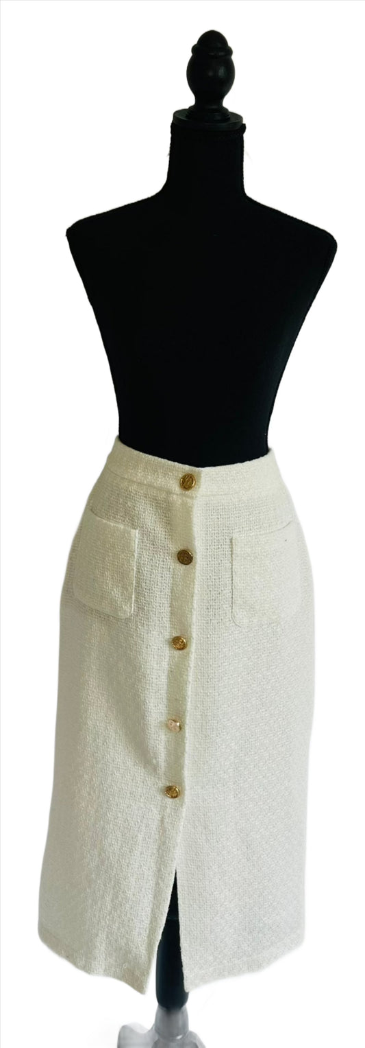 Shein White Tweed Skirt