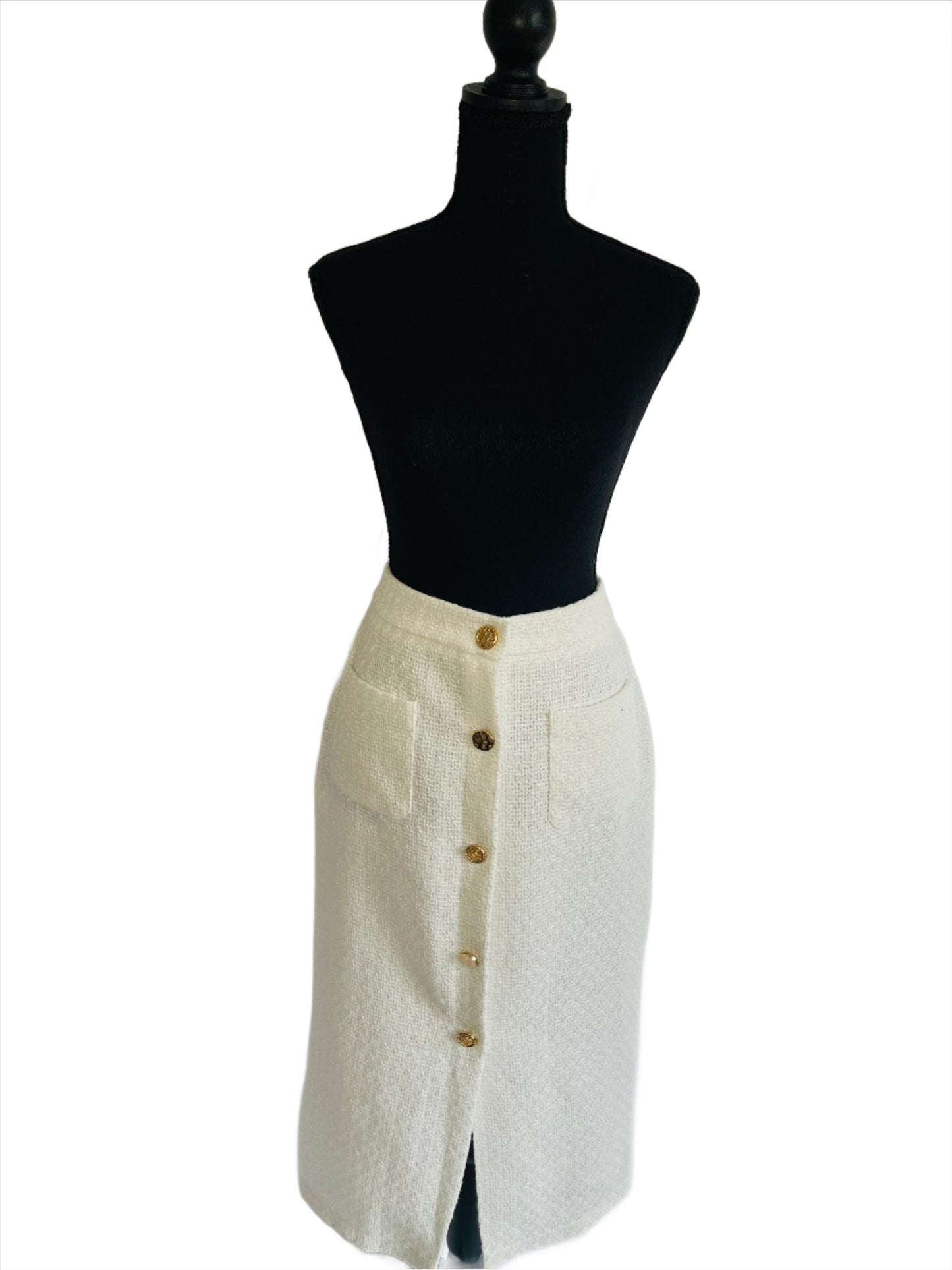 Shein White Tweed Skirt