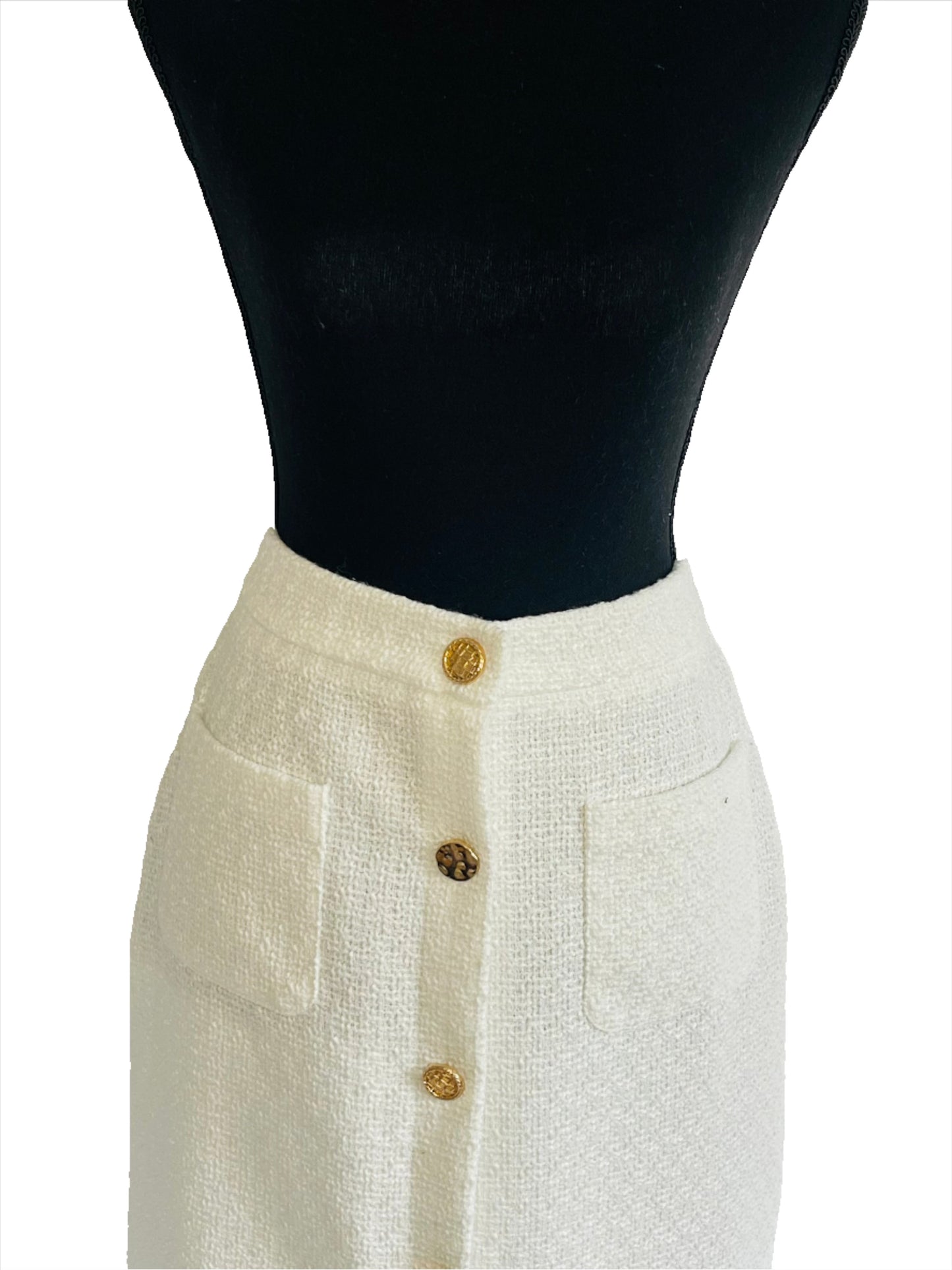 Shein White Tweed Skirt